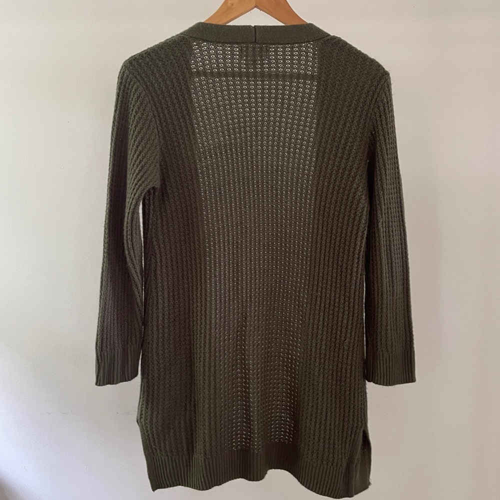 Market & Spruce Khaki Open Front Cardigan - Picture 4 of 5